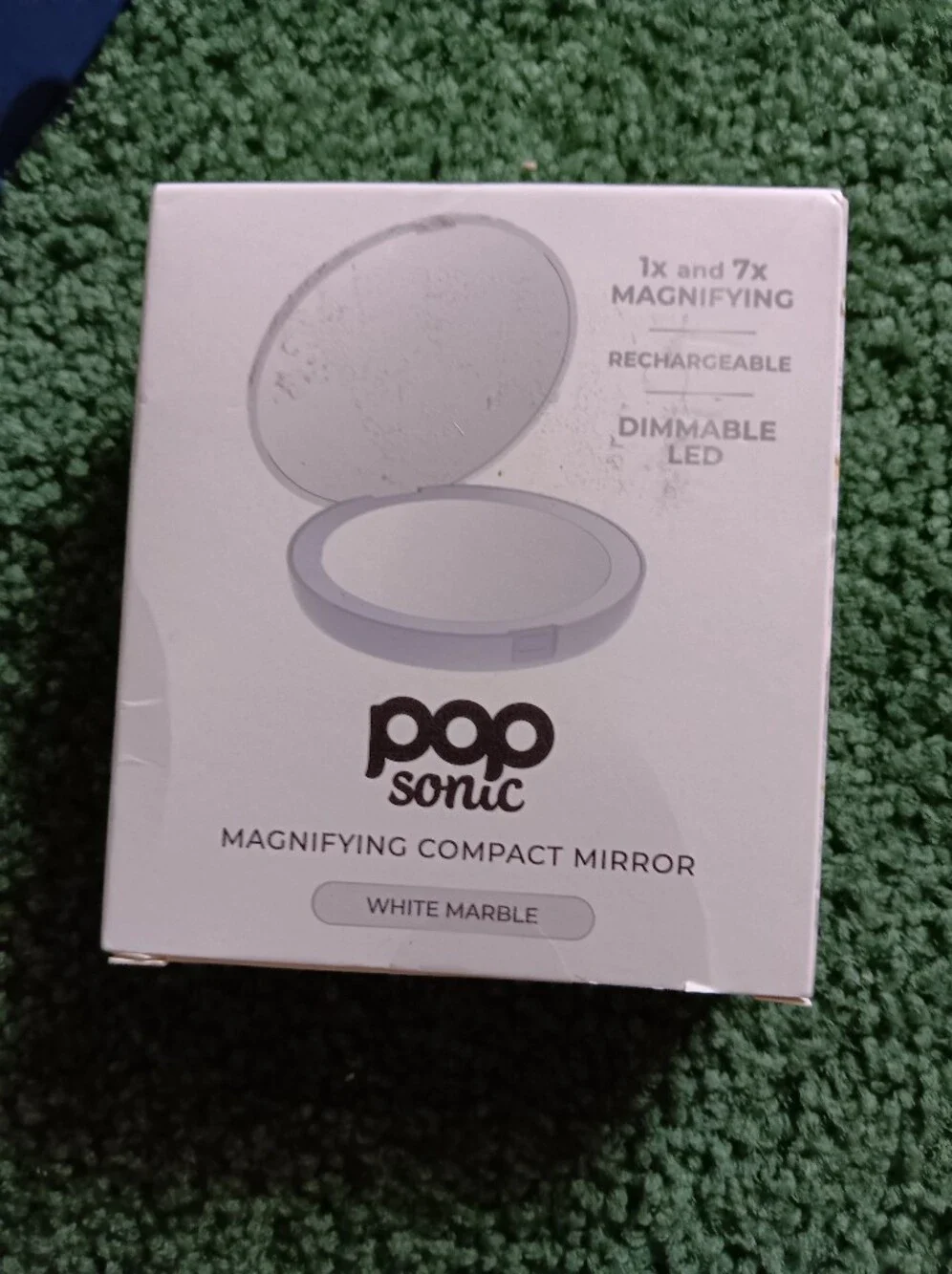 Marble LED Compact Mirror - White & Gold
